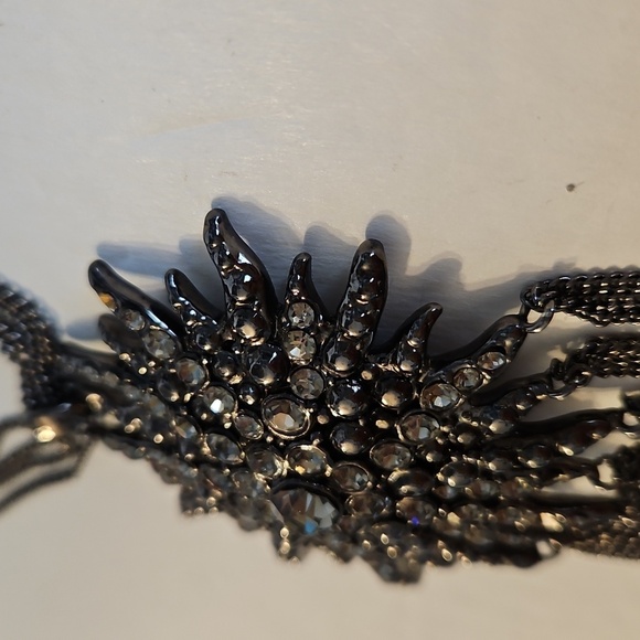 Rhinestone Star Burst Pendant on Bronze Tone 4 Strand 14"L + 2"Ext. Necklace - Picture 3 of 8